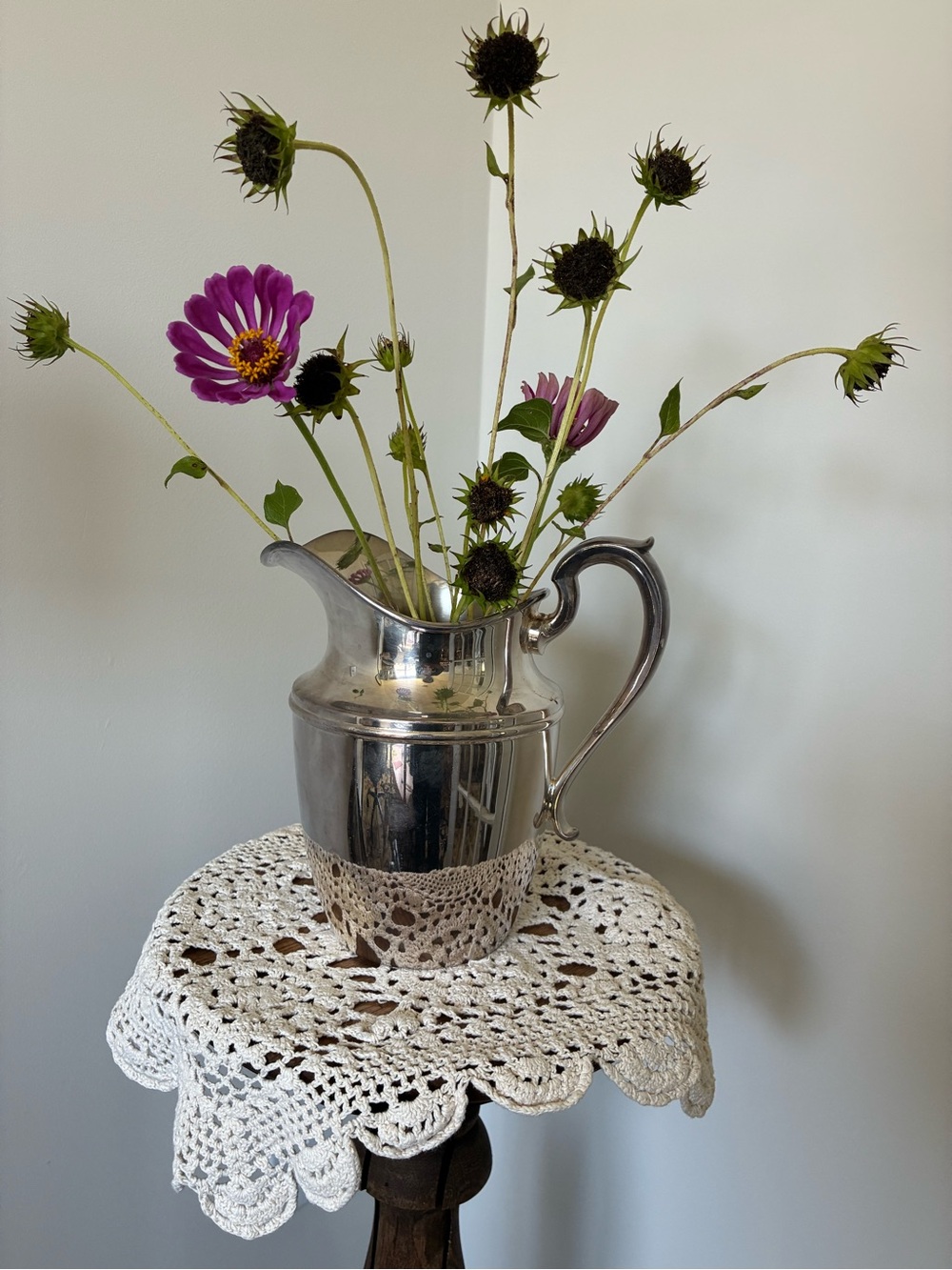 Vintage Gorham Silver plate Water Pitcher Flower Vase English Cotttage Country